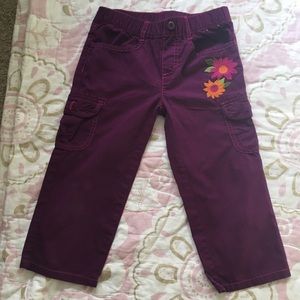 Purple embroidered pants